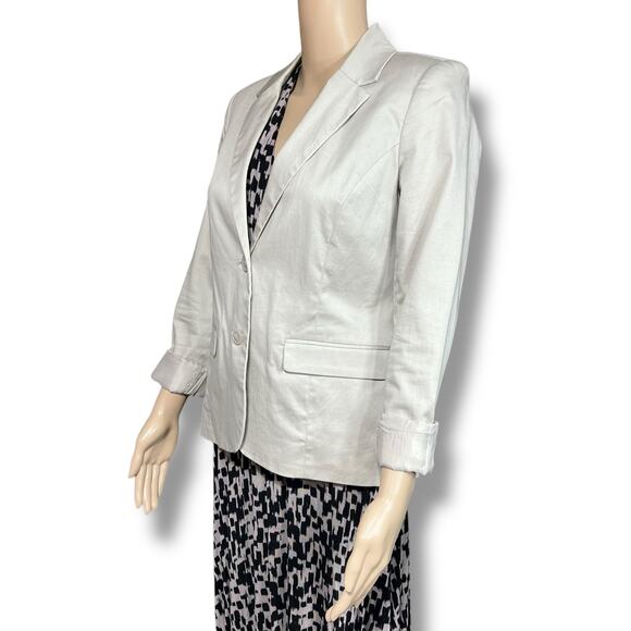 212 Collection Womens Blazer Suit Jacket Single Breast Notched Collar Beige Sz 8 - Picture 8 of 15